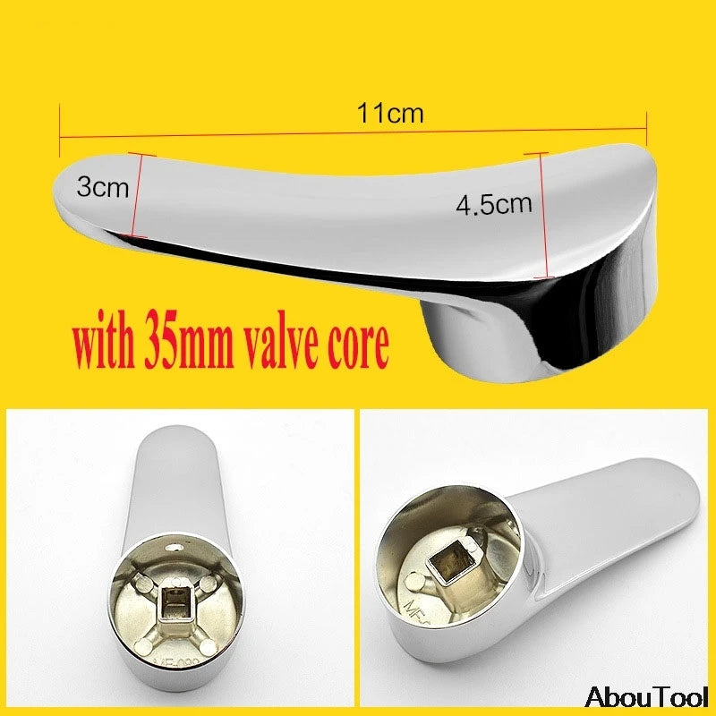 Bathroom Replacement Faucet Handle Chrome Plated Taps Accessories for 35mm/40mm Cartridge Spool Faucet Single Metal Lever Handle
