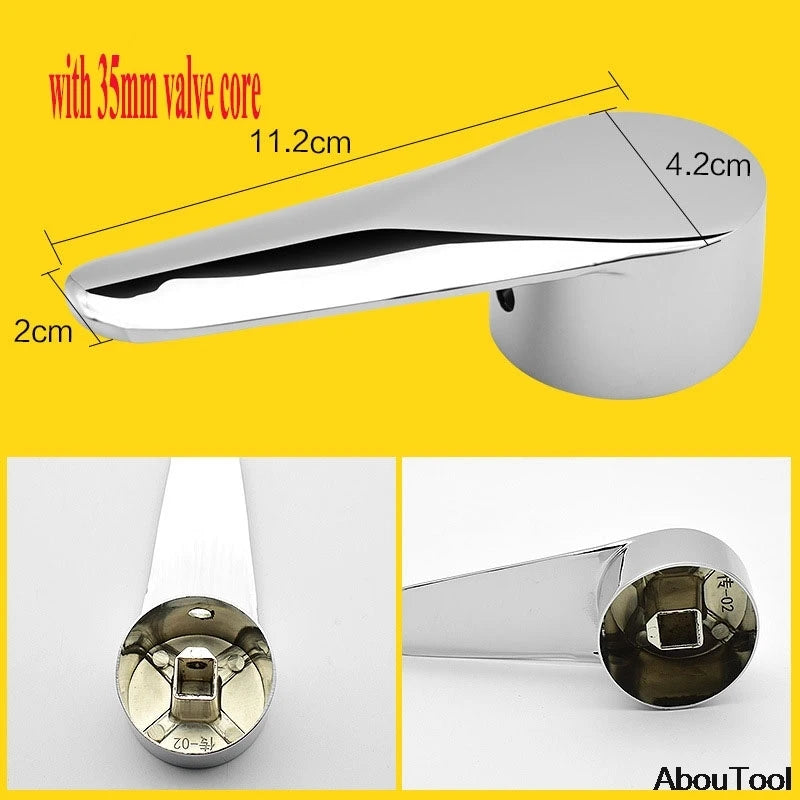 Bathroom Replacement Faucet Handle Chrome Plated Taps Accessories for 35mm/40mm Cartridge Spool Faucet Single Metal Lever Handle