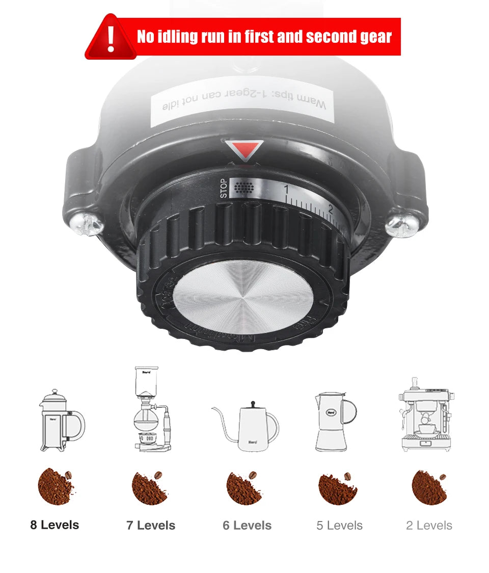 HiBREW 8 Settings Electric Coffee Bean Grinder for Espresso or American Drip coffee Durable Flat Burr  Die-casting Housing G1