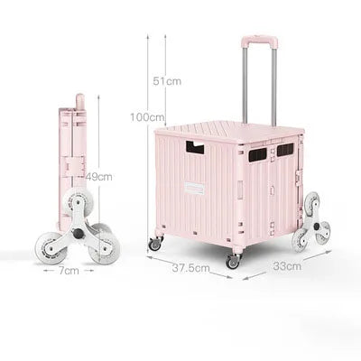 Supermarket Portable Folding Shopping Cart Grocery Shopping Cart 360 Degree Universal Wheel Plastic Trolley Cart Trolley