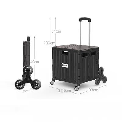 Supermarket Portable Folding Shopping Cart Grocery Shopping Cart 360 Degree Universal Wheel Plastic Trolley Cart Trolley