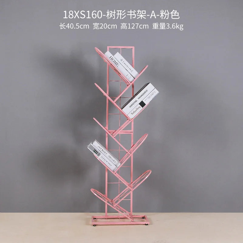 JOYLIVE 2021 New Creative Tree-shaped Iron Grid Bookshelf Storage Rack For Library Book Store Office Working Study Books Display