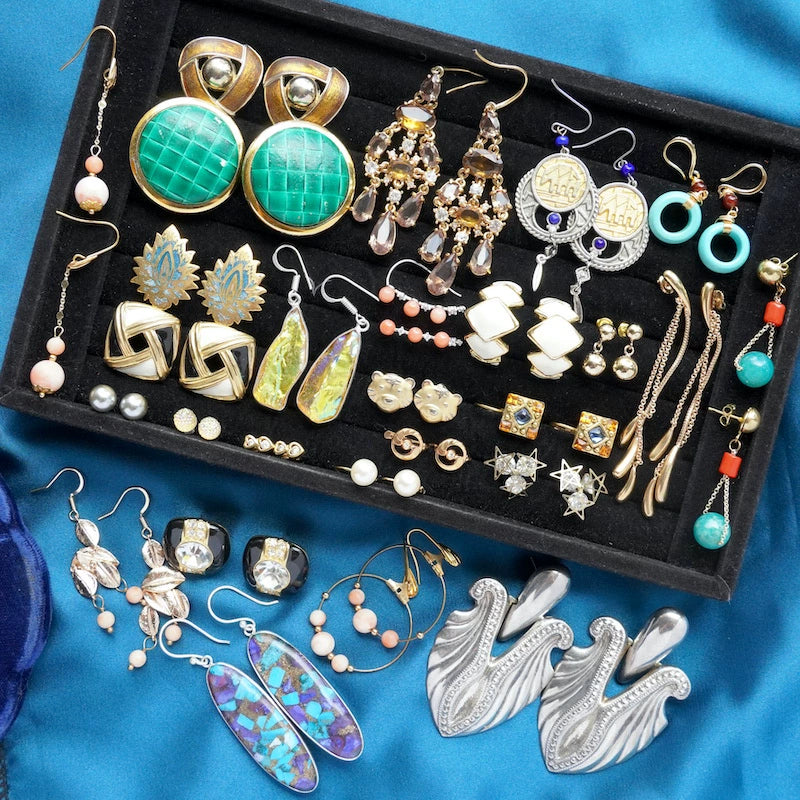 Western Antique Jewelry Vintage Retro Fashion Gemstone Earrings Ear Stud Earring Collection Elegant Fashion