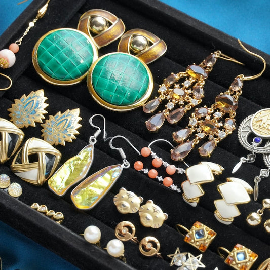 Western Antique Jewelry Vintage Retro Fashion Gemstone Earrings Ear Stud Earring Collection Elegant Fashion