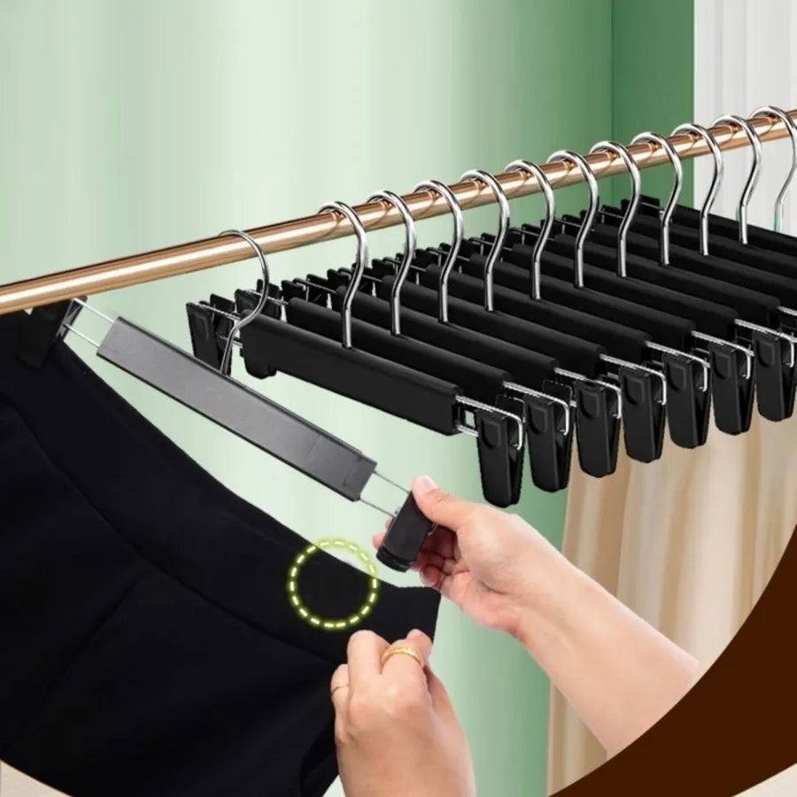 5PCS Pants Hangers with strong seamless Clips Adjustable clamp Rack Skirt Hangers Non-Slip Trousers Hanger Jeans Clothes Hangers