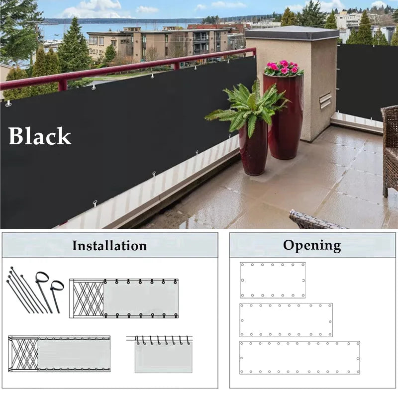 Beige Balcony Privacy HDPE Screen Fence Windscreen Cover Fabric Shade Netting UV Protection for Patio Backyard Porch Railing