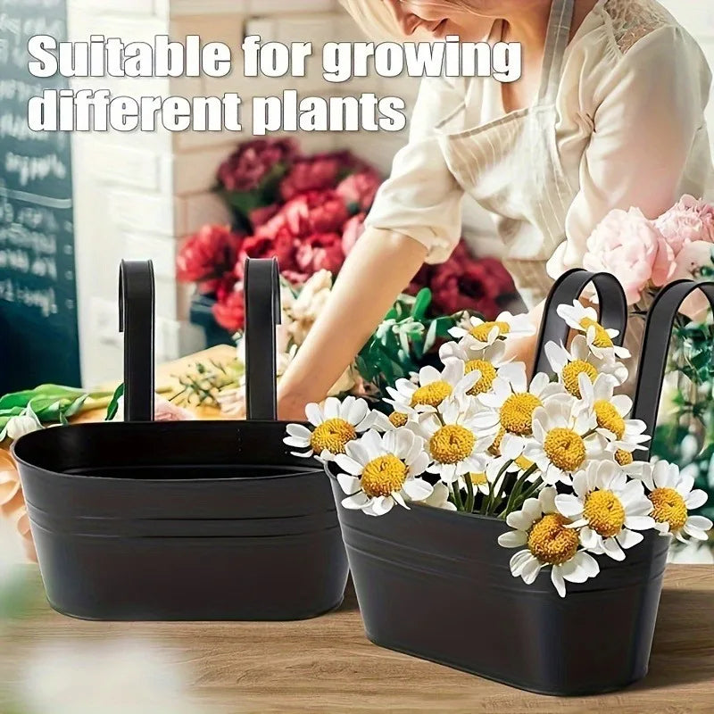 Iron Hanging Railing Planters
Durable metal flower pots with drainage holes + hooks. Perfect for fences, balconies, railings flowers, herbs, succulents.