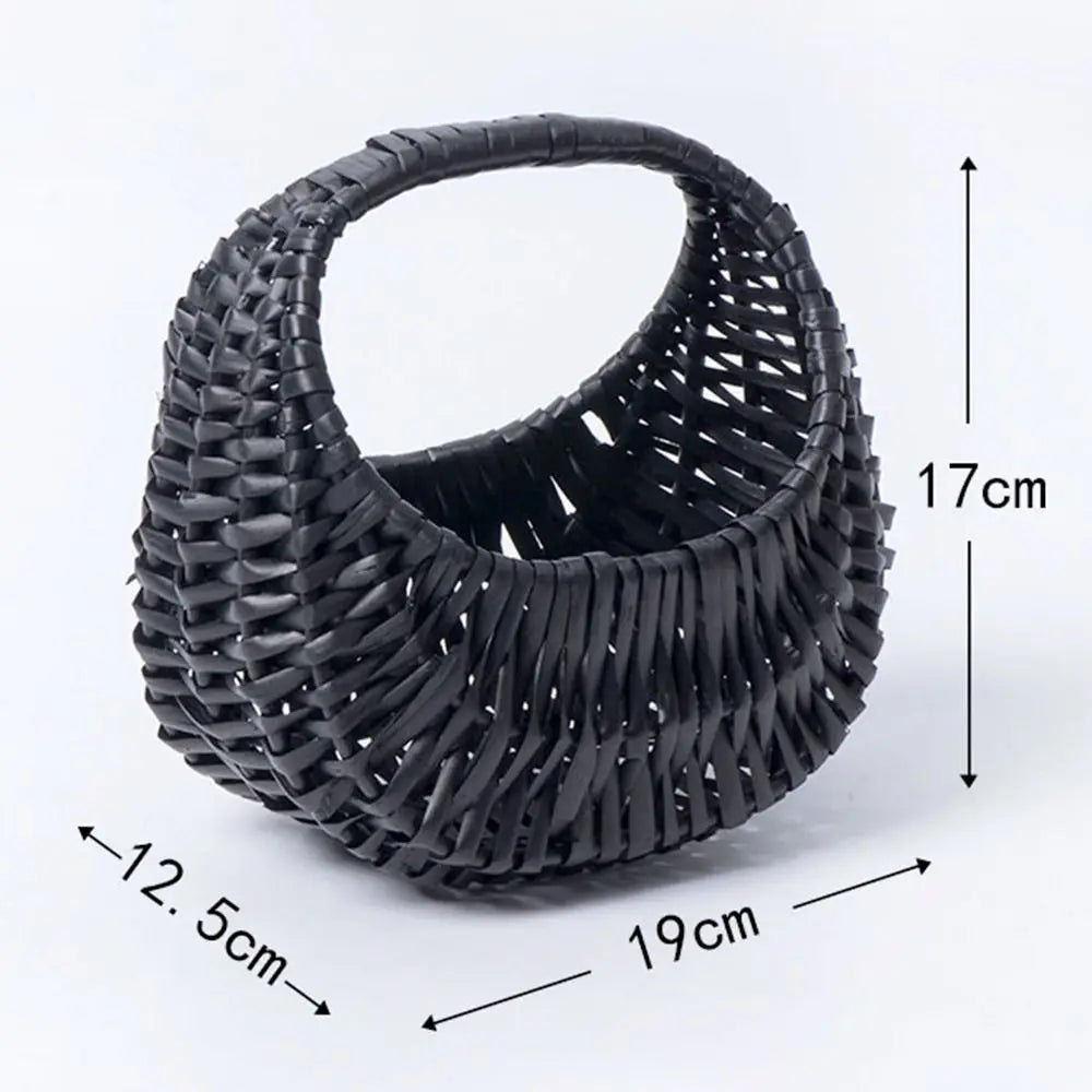 Willow Woven Hand-held Flower Basket DIY Flower Basket Picnic Rattan Basket Storage Basket Photography Props Holiday Gift Basket