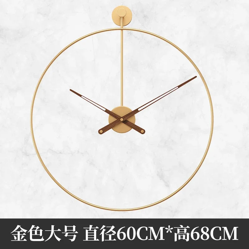 Spanish Minimalist Metal Wall Clock No Drill Installation Modern Industrial Style Large Silent Quartz Clock for Living Room