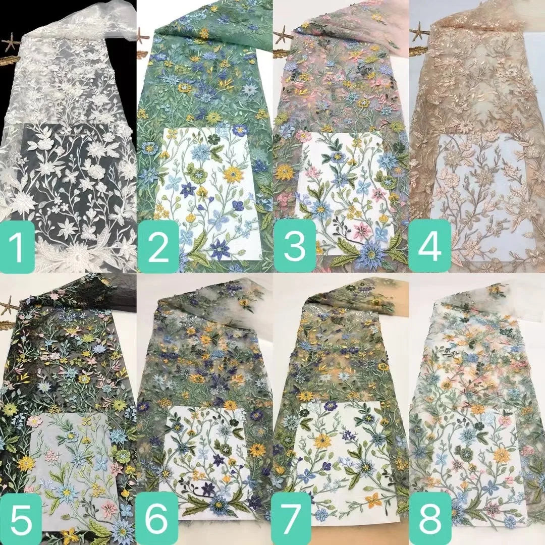 Quite Beautiful Africa Multi Color Fabric 3D Flower High Quality 2024 Embroidery Net Lace Rich Senegalese Wedding Party Dress