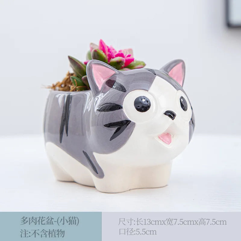 Creative Ceramic Cartoon Vase Cute Animal Panda Cactus Plant Potted Home Gardening Ornaments Ceramic Vase Gift Home Decoration