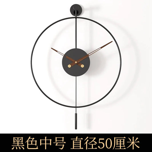 Spanish Minimalist Metal Wall Clock No Drill Installation Modern Industrial Style Large Silent Quartz Clock for Living Room