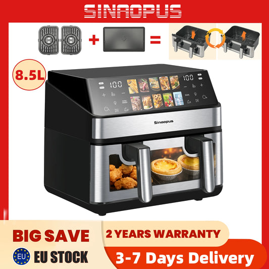 Air Fryer 8.5L 2000W LED Touch Viewing Window Oven Function 10 Programs Oil-Free Family Hot Air Fryer