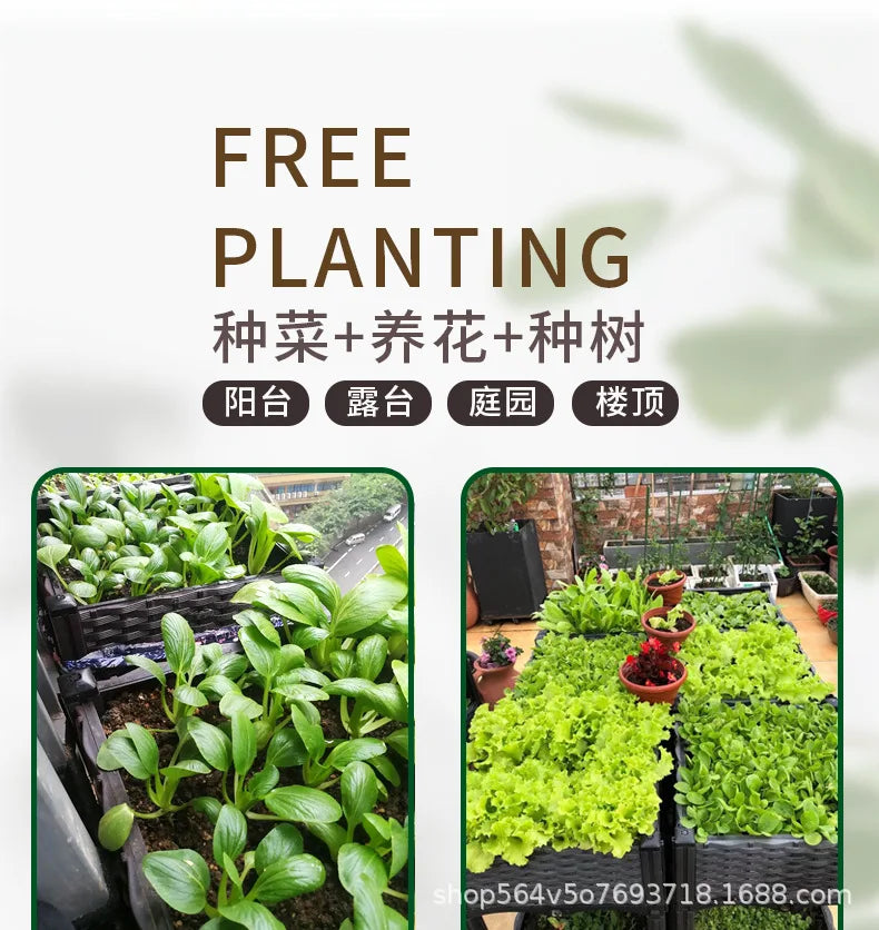 Vegetable Growing Box: Outdoor/Courtyard/Rooftop/Balcony Large Thickened Plastic Planter Trough