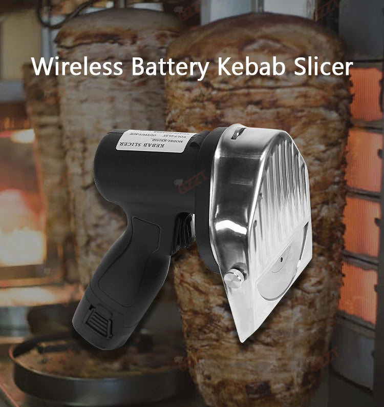 GZZT Cordless Meat Slicer Battery-Charged Handheld Roast Meat Cutter | Shawarma and Doner Slicing Knife Efficient Cutting Tool
