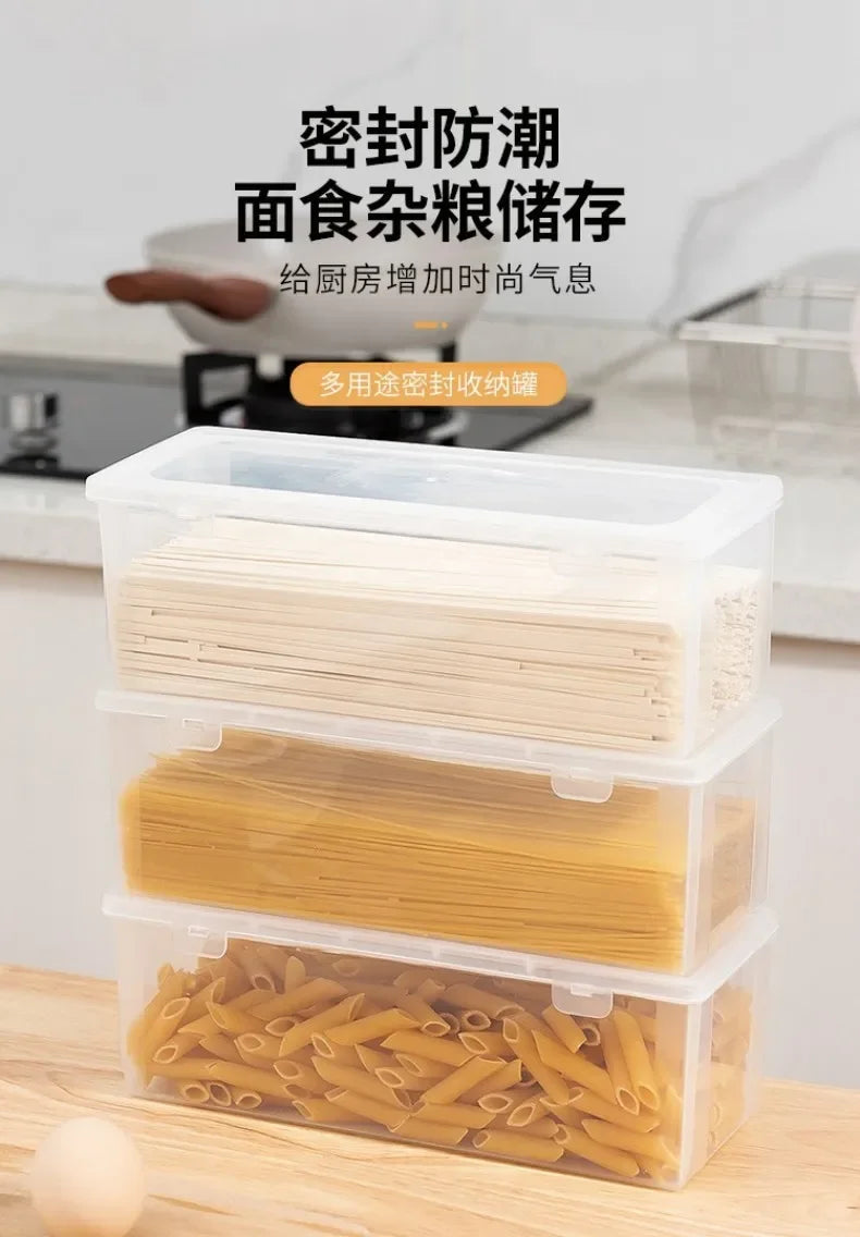 Noodle Storage Box Rectangular Plastic Refrigerator Food Preservation Box Kitchen with Lid Multi-grain Noodles Sealed Box