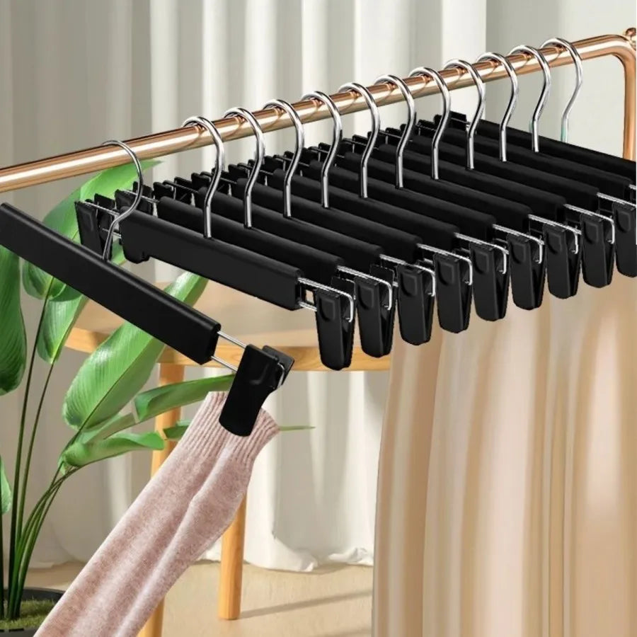 5PCS Pants Hangers with strong seamless Clips Adjustable clamp Rack Skirt Hangers Non-Slip Trousers Hanger Jeans Clothes Hangers