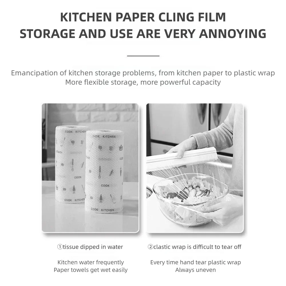 4/6-in-1 Plastic Wrap Tissue Dispenser with Cutter, Refrigerator Magnetic Tissue Holder