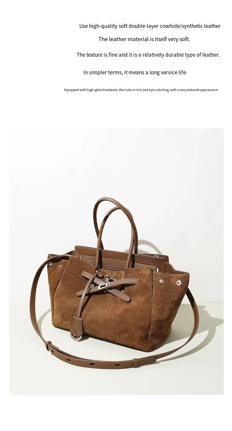 Early Autumn Retro Suede Tote Bag Women's New Versatile Single oulder Bag Commuter Bag Handbag for Outdoor Use
