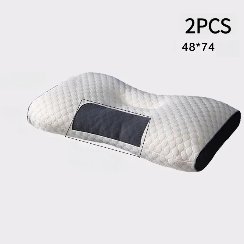 2PC Almohada Neck Pillow Help Sleep Protect The Neck Cervical Orthopedic Soybean Fiber Massage Household SPA Pillow For Sleeping