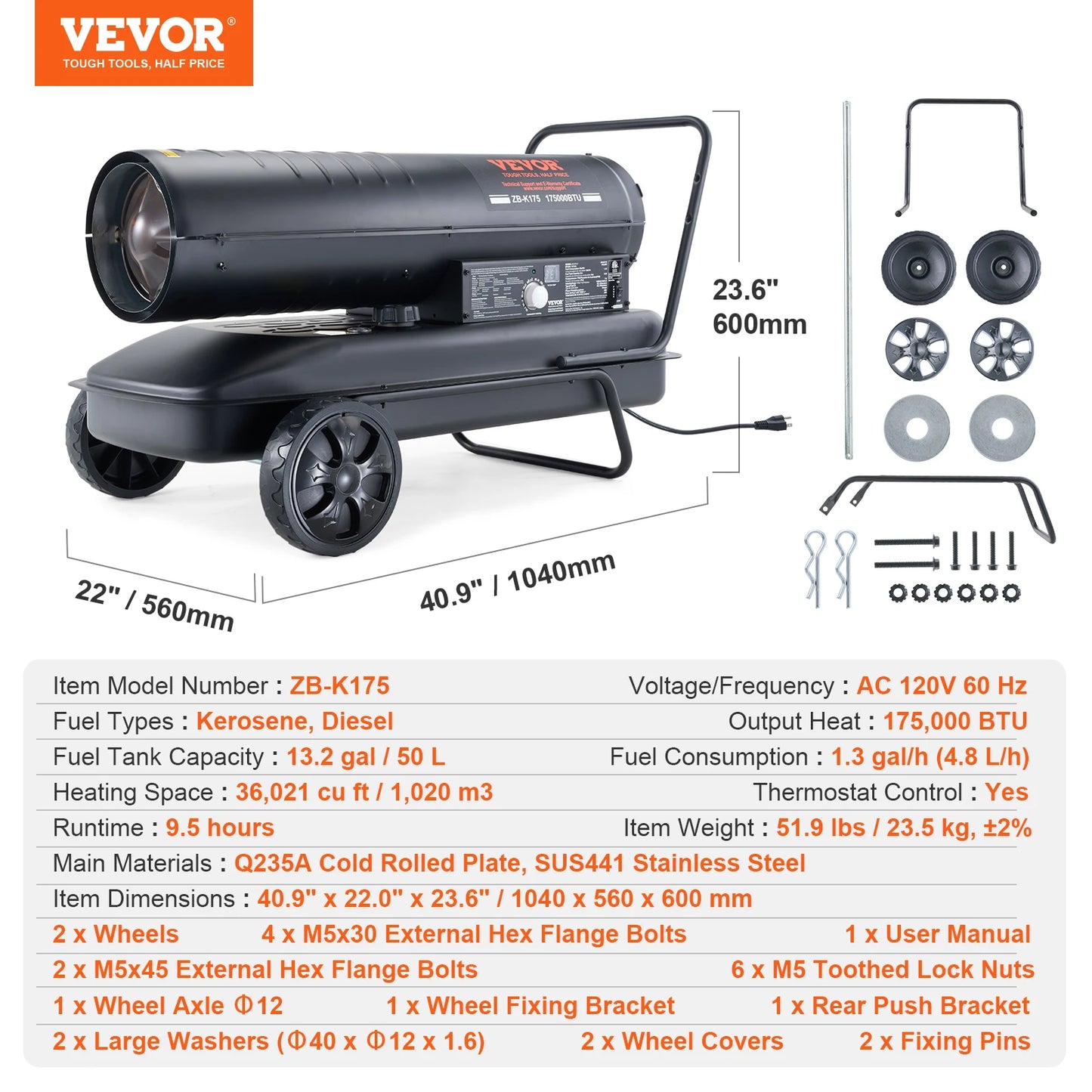 Portable Forced Air Diesel Heater – Torpedo Style Heavy-duty, energy-efficient space heater with thermostat and fuel tank. Ideal for garages, workshops, and outdoor heating.