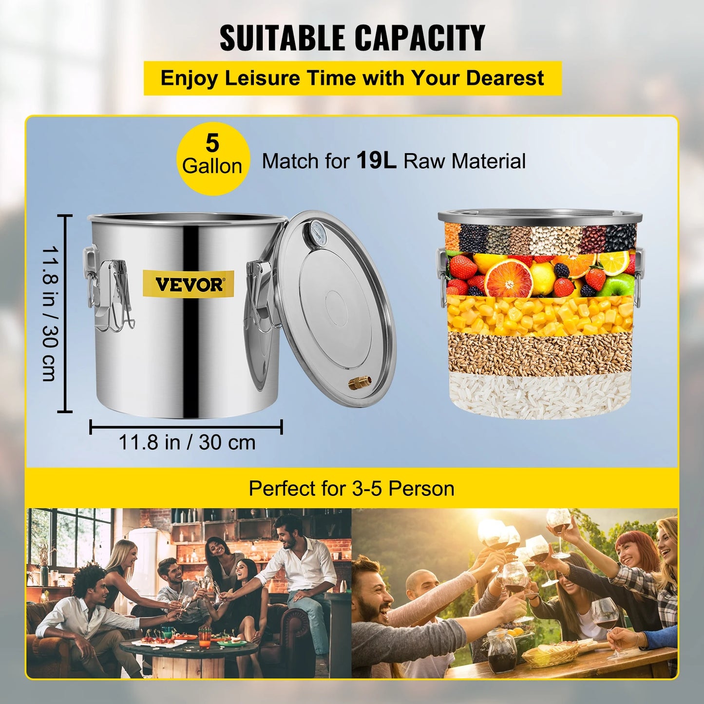 SucceBuy 20L 30L Water Alcohol Brewing Distiller DIY Moonshine Apparatus Stainless Steel Still Whisky Beer Brandy Home Appliance