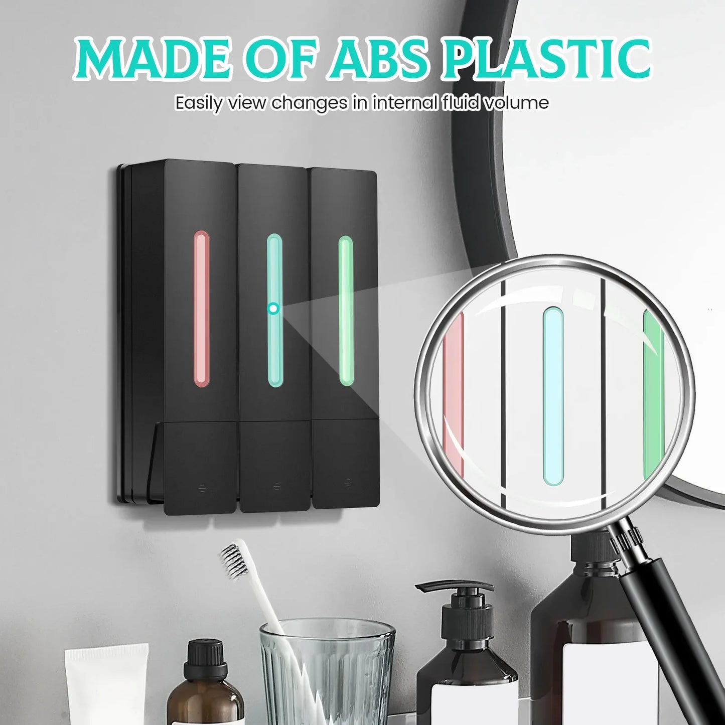400ML Soap Dispenser Wall Mounted 3 Chamber Shower Soap Dispenser Adhesive Shampoo Conditioner Dispenser Bathroom Accessories
