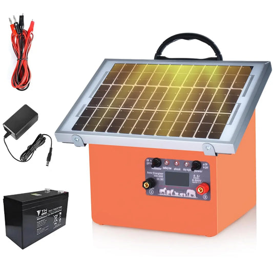 32KM Solar  Electric Fence 9.5KV Electric Shepherd with Battery Controller for Horses 0.5J for Breeding Shephed for Farm Grazing