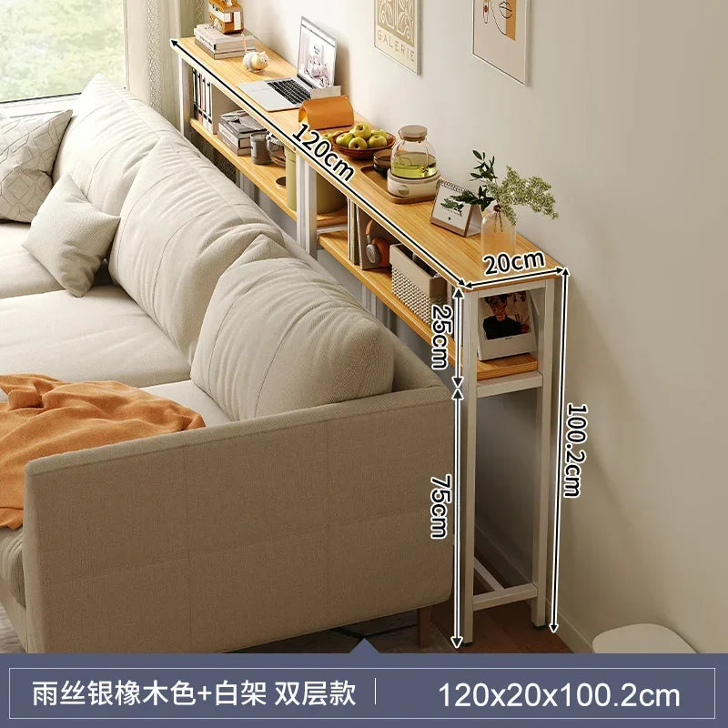 Rear Sofa Gap Table Narrow Side Table Multi-functional Living Room Long Partition Rack Bed Tail Storage Space-Saving Furniture