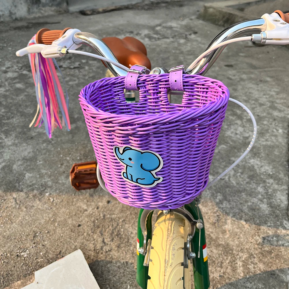 Kids Bike Basket Cycling Handlebar Pouch Bicycle Wicker Baskets Child Scooter Front Storage Basket Children Bike Carrier Bags