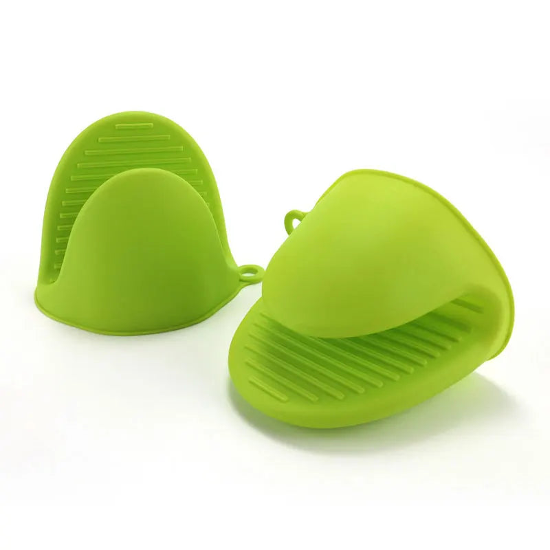 2pcs Mini Oven Gloves Silicone Heat Resistant Cooking Gloves Insulated Non-slip Gloves Clip Pot Rack Cooking Oven Gloves