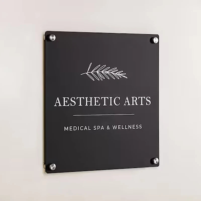 Custom Acrylic Business Sign UV Printed Logo Perspex Plate Beauty Salon Nails Studio Wall Aesthetic Decor Office Signage Plaque