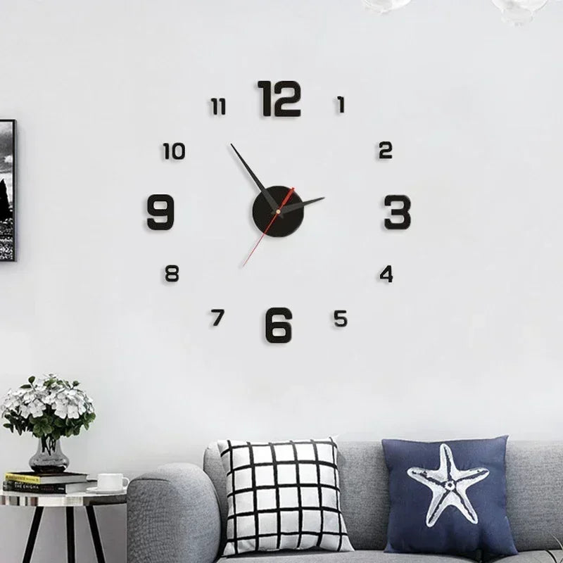 3D Luminous Wall Clock Frameless Acrylic DIY Digital Clock Wall Stickers Mute Clock for Office Living Room Bedroom Wall Decor