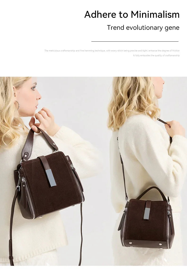 Winter Vintage Suede Leather Women’s Bag – Luxury Cowhide Design Elegant shoulder and crossbody handbag with a timeless vintage look. Soft, durable, and perfect for stylish winter wear.
