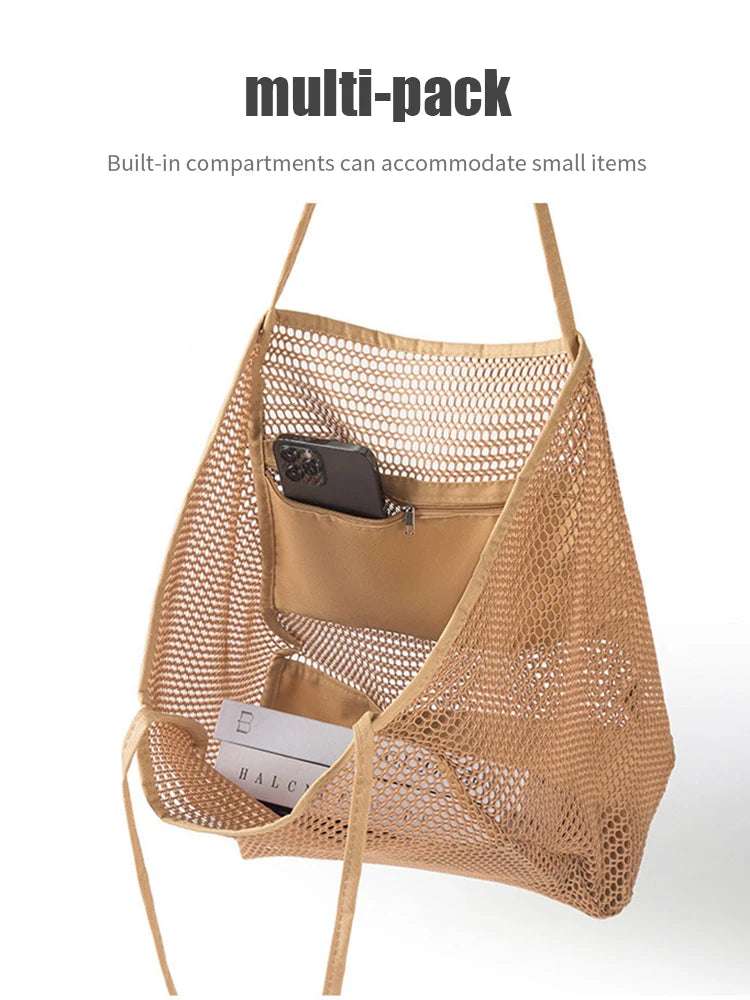 Beach Bag  Mesh Tote Bag  for Travel Pool Family Beach Vacation Cruise Essentials Organizer Storage Bags