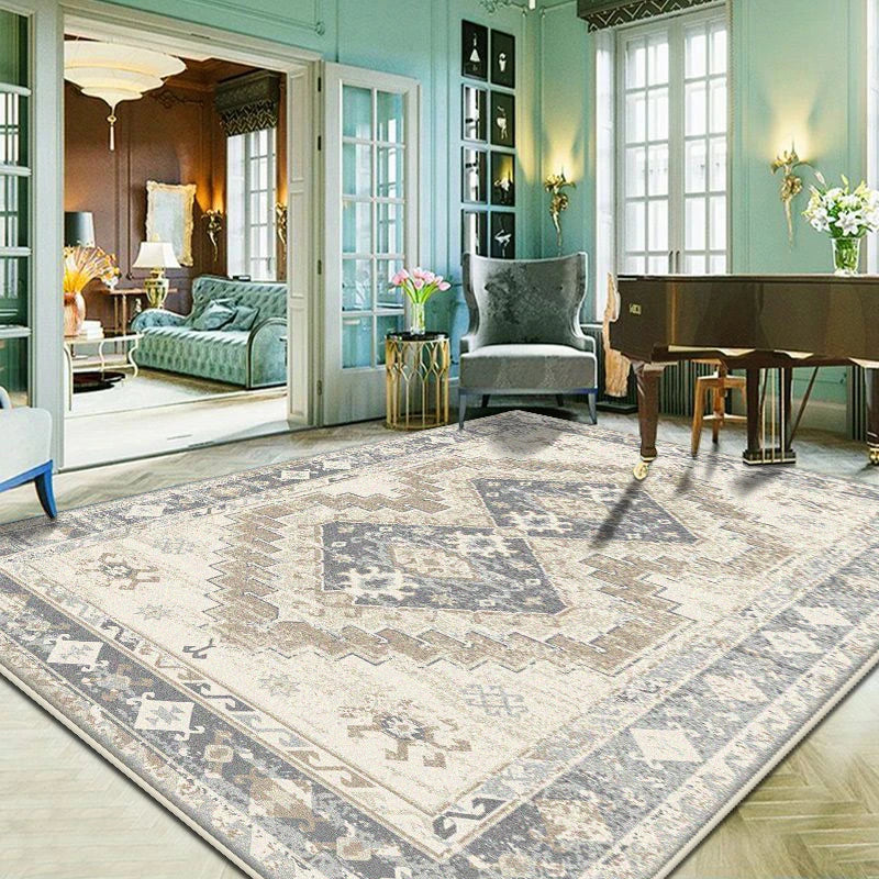 Persian Style Easy Cleaning Carpet for Living Room Retro Room Decoration Aesthetic Non-slip Lounge Rug European Tatami Mat