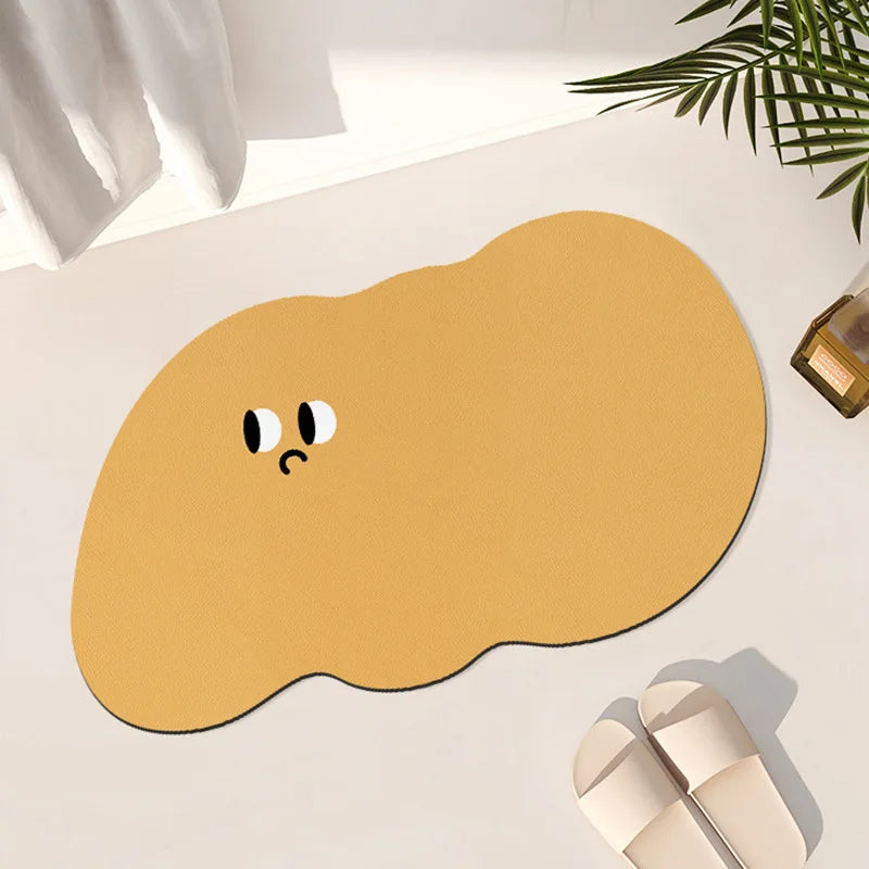 Cartoon funny expression irregular bathroom non-slip mat toilet door absorbent floor mat household diatom mud floor mat
