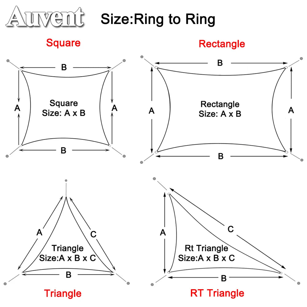 Black All size Waterproof Sun Shade Sail Square Rectangle Garden Terrace Canopy Pool Shade Triangle Camp Hiking Yard Awning