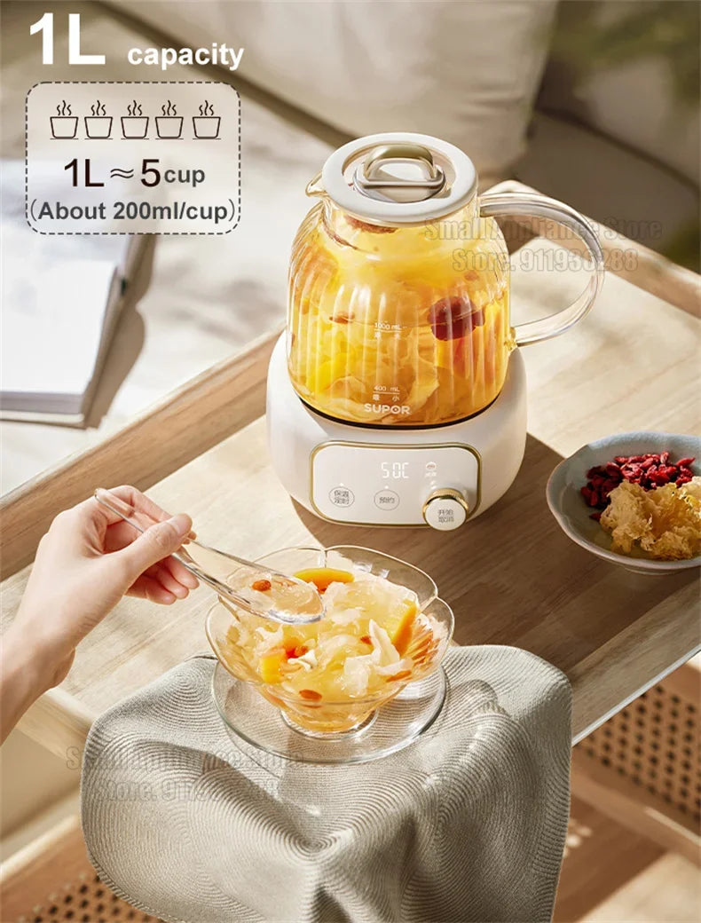 SUPOR 1L Health Pot Glass Electric Kettle 316L Stainless Steel Water Boliler 12H insulation Multifunction Household Teapot 220v