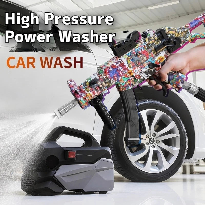 Portable High-Pressure Car Wash Gun + Foam Pot Powerful spray + adjustable foam cannon for thick suds. Compact, easy to use at home or on the go.