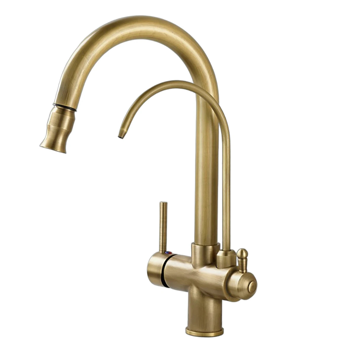 Gold Brass Pull-out Rotating Kitchen Faucet with 360° Swivel - Classic Sink Faucet for Modern Kitchen, Durable Water Faucet