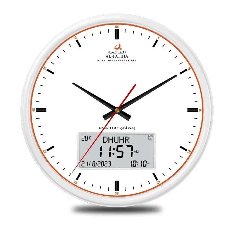 Digital Azan  Wall Clock Prayer Muslim Clock, Digital-Analog Watch with Hijri Calendar, Time Mosque Clock
