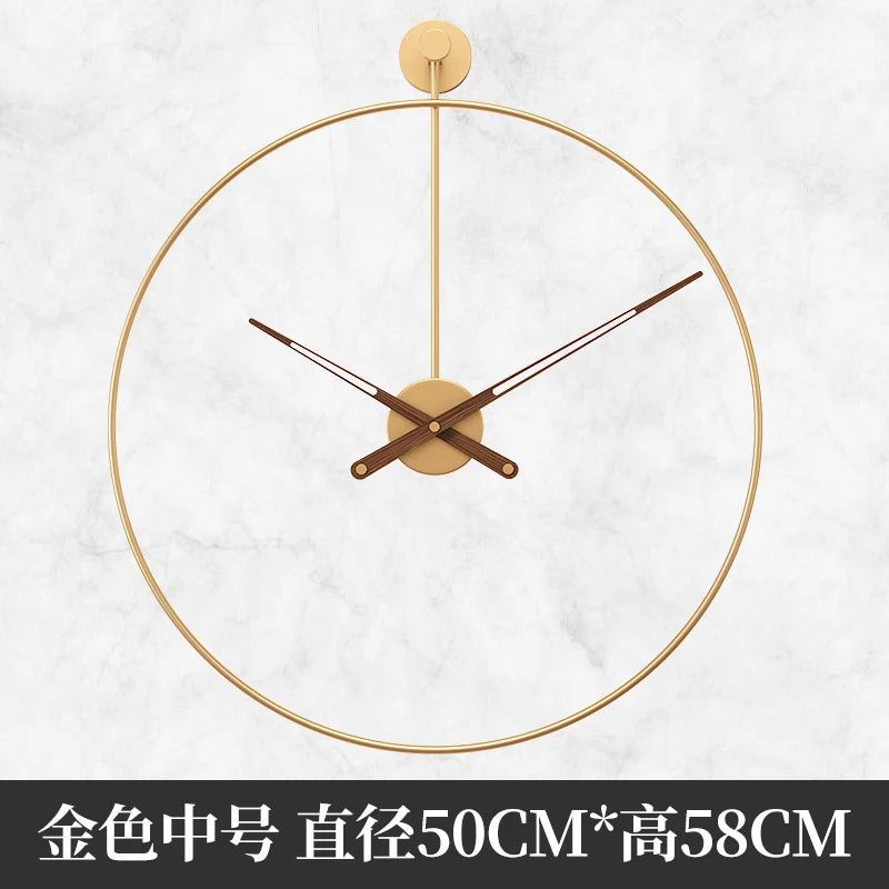 Spanish Minimalist Metal Wall Clock No Drill Installation Modern Industrial Style Large Silent Quartz Clock for Living Room