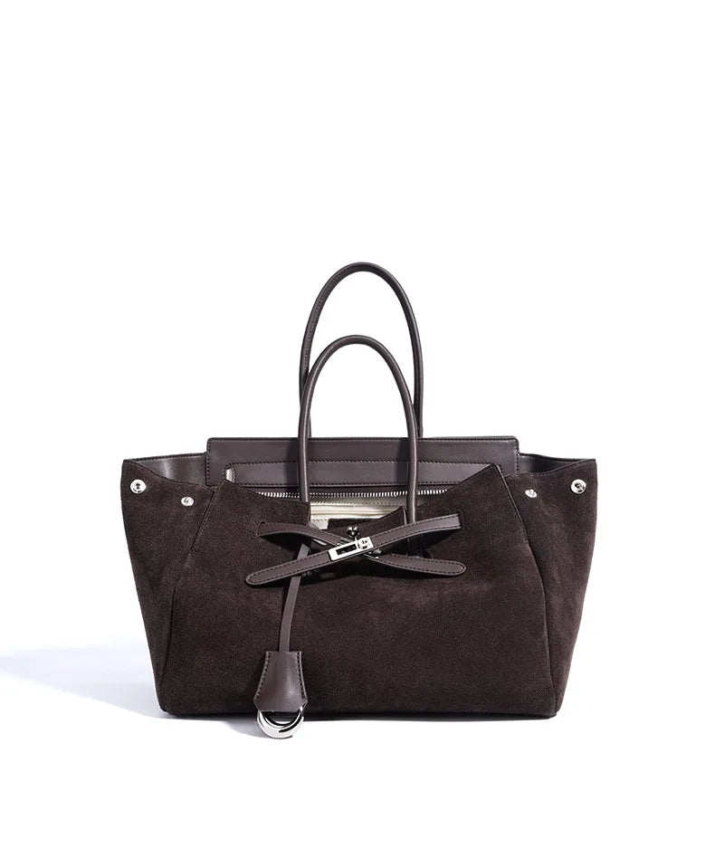 Early Autumn Retro Suede Tote Bag Women's New Versatile Single oulder Bag Commuter Bag Handbag for Outdoor Use