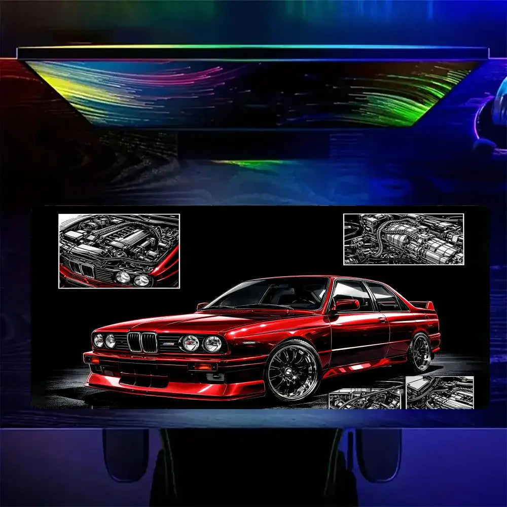 Red classic performance car Mouse Pad Desk Mat Non-Slip Gaming mats pc accessories keyboard mousepad Office carpet Extended pad