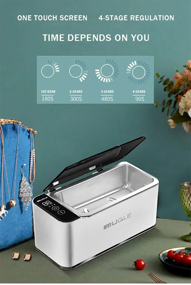 500ML Ultrasonic Household Cleaning Machine High Frequency Vibration Multifunctional Tool Deep Clean for Glasses Jewelry Watch