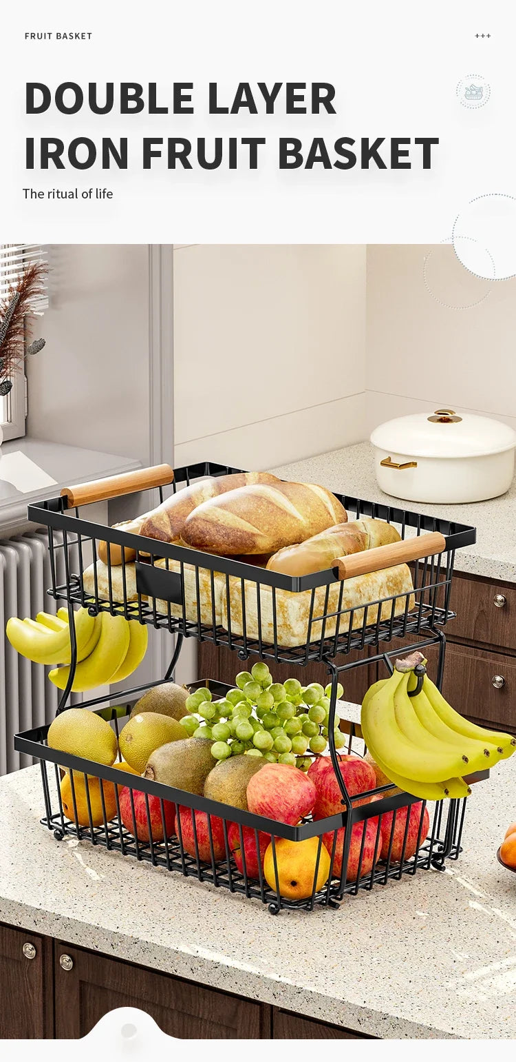 Kitchen Organizer Shelf Double Layer Seasoning Vegetables Fruits Holder Assembly Bathroom Cosmetic Removable Stand Storage Shelf