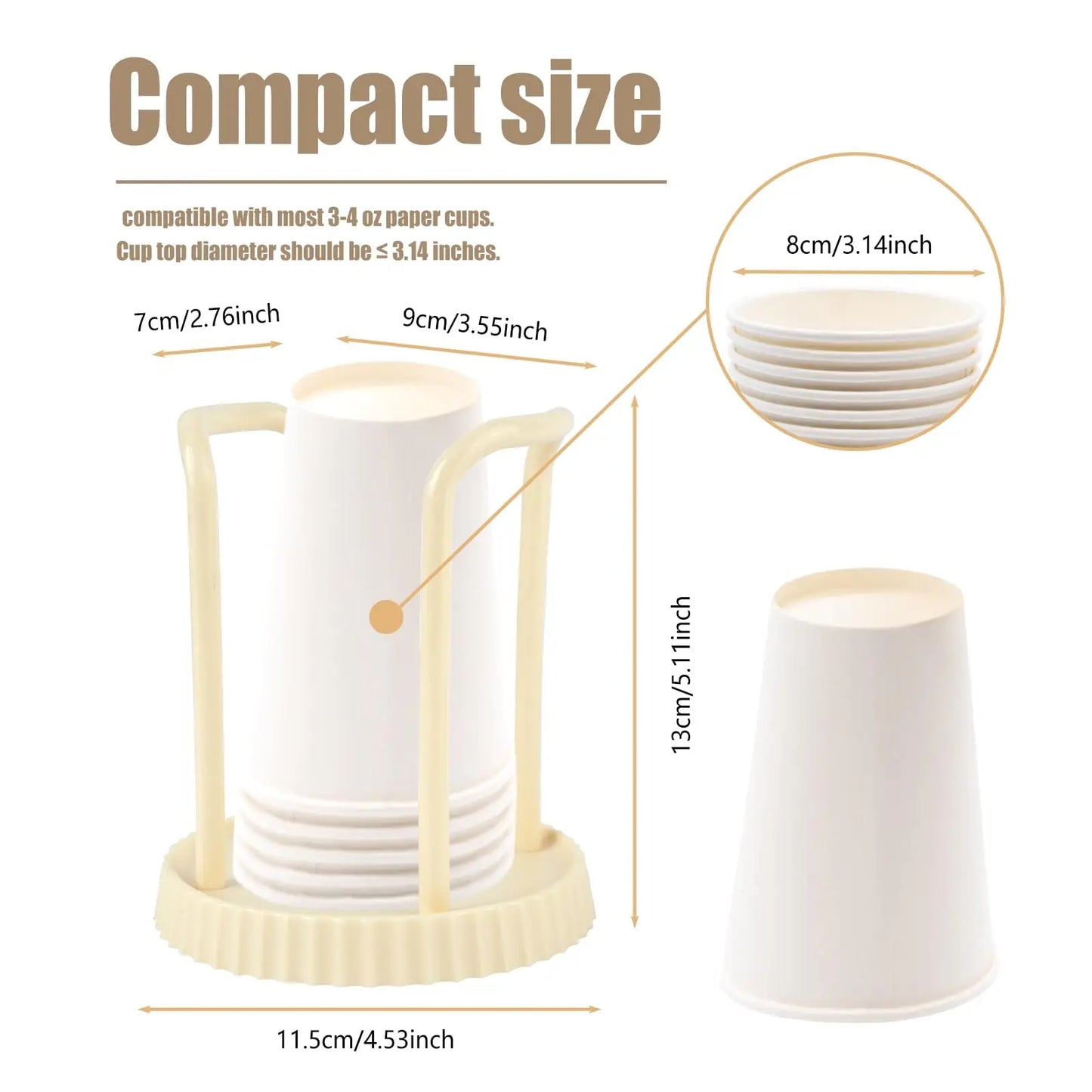 4 PACK Bathroom Cup Dispenser, Plastic Cup Holder, Disposable Cup Holder, Cup Dispenser for Restaurant, Coffee