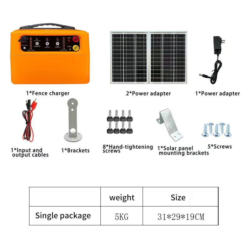 10KM Solar Electric Animal Fence 1.2J with Battery Solar Power Energy Charger Farm Device for Animals Cattle Sheep Livestock
