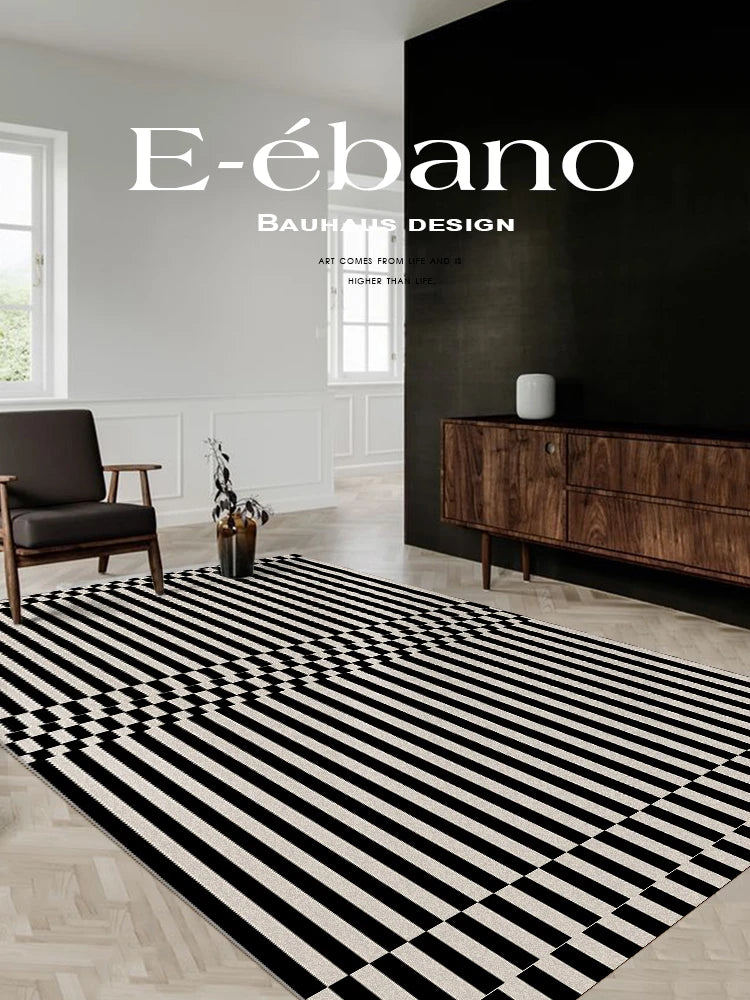 French Retro Rugs for Bedroom Checkerboard Living Room Decoration Carpet Ins Wind Plaid Bedside Floor Mat Large Area Plush Rug